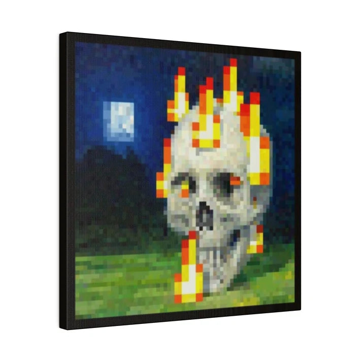 Skull On Fire - Minecraft Kanvas Tablo